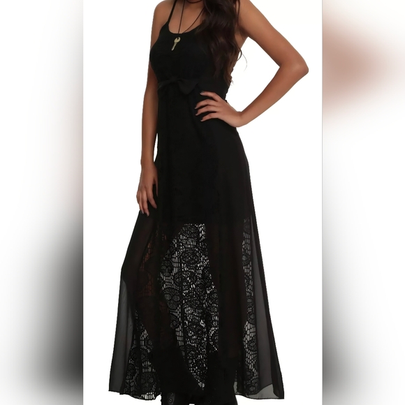 Hot Topic Midnight Hour Crochet Skull Maxi Dress - Picture 2 of 11